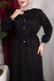 New Season Suit Set with Allerli Hijab on the Front, Top and Bottom Set with Skirt - Black - 2