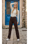 Sindy Brown Lycra High Waist Wide Leg Loose Wide Leg Jeans - 2