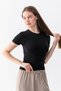 Women's Black 100% Cotton Ultra Soft Round Neck Short Sleeve Blouse - 4
