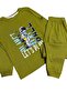 Boy's 100% Cotton Khaki Color Astronaut Patterned Long Sleeve Winter Interlock Pajama Set - 4