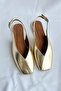 Modegas Gold Back Open Buckle Detailed Women's Shoes - 3