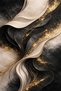 Black Gold Marble Look Abstract Canvas Painting – Modern Luxury Black Gold Wall Art