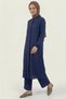 Navy Blue 100% Cotton Muslin Fabric Zippered Comfortable Fit Hijab Women's Set - Hajj and Umrah Outfit - 3
