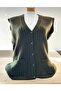 Thick Knitted Short Sleeve Knitwear Mother's Vest with Pockets - 4