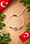 Red White Moon Star Fan Bracelet Turkish Flag Macrame Rope Adjustable Unisex