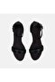 Women's Black Adjustable Buckle Stone Heeled Evening Dress Sandals - 6