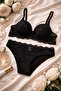 Bra Panty Underwear Set Elegant Lace Detailed Underwire Supported Stylish Padded Bra Panty Set - 3