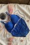 Women's Navy Blue Lace Push-Up Bra and Panty Set – Stylish Lingerie Set with Cross Straps and Support - 2