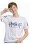 Boy's Breach Written Tiger Embroidered Sleeves Letter Patterned White Color Short Sleeve T-Shirt - 4