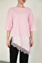 D 2942 Asymmetrical T-Shirt with Lace and Satin Detail - Pink |   D2942 - Pink - 4