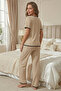 V-Neck Embroidered Heart Detailed Short Sleeve Pajama Set - 6