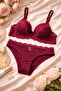 Bra Panty Underwear Set Elegant Lace Detailed Underwire Supported Stylish Padded Bra Panty Set - 5