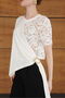 D2964 Lace Detailed Hem V-Neck T-Shirt - Cream |   D2964 - Cream - 4
