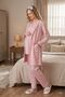 Women's Jacquard Shawl Collar Lace 3-Piece Maternity Pajama Set with Dressing Gown