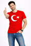 Men's T-Shirt Short Sleeve Crew Neck Moon Star Flag Printed T-Shirt - Red