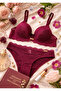 Elegant Lace Detailed Underwire Supported Non-Padded Bra Panty Lingerie Set - 6
