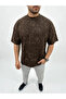 Men's Premium T-Shirt Osy Soft Textured Washed Oversize T-Shirt - Brown - 3