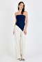 Navy Blue Strapless Asymmetrical Cut Side Ruched Detailed Crop Blouse Women's Stylish Bustier, Navy Blue Bustier - 8