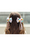 Figured Design Rubber Buckle with Pompoms and Tulle Ribbons, Double