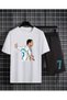 Ronaldo Printed 100% Cotton Crewneck Children's T-Shirt-Shorts Two-Piece Set
