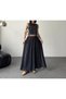 Women's Modal Fabric Crop Blouse - High Waist Long Skirt Two-Piece Set - 4