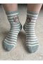Striped Plush Teddy Bear Figured Cotton Women's Socks 4-Piece Pink Gray Green Beige - 5