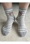 Striped Plush Teddy Bear Figured Cotton Women's Socks 4-Piece Pink Gray Green Beige - 3