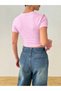 Women's Pink Rockstar Printed Crew Neck Slim Fit Crop Tshirt - 2