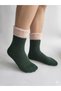 Women's Plush Ribbed Cotton Socks Set of 6 in Three Colors Burgundy Green Beige - 4
