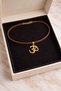 Brown Leather Cord Gold Om (Aum) Symbol Choker Necklace |   Spiritual Stylish Women's Necklace - 2