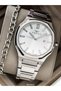 Men's Wristwatch, Silver Color Steel Band, White Dial with Calendar, Stylish Box+ Chain Bracelet - 3