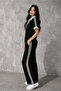 Women's Modal Fabric Polo Collar Stripe Detailed Soft Textured Tracksuit Set