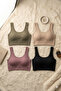 Women's 4-Pack Gathered Ribbed & Padded Camisole Bustier - Thick Strapped Flexible Crop Top Set