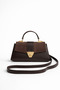 Women's Hand and Shoulder Bag Small Size Stylish Bag with Flap Adjustable Strap Cream White Bitter Coffee