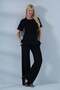 Maternity Short Sleeve Buttoned High Waist Wide Leg Steel Suit Black - 2