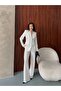 Women's Double-Breasted Collar Button Detailed Blazer Jacket High-Waisted Wide-Leg Pants Two-Piece Set
