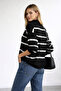 Women's Striped Half Fisherman Oversize Soft Textured Knitwear Sweater Daily Use Seasonal - 2