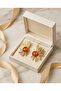 Gold Orange Agate Natural Stone Earrings - 2