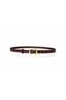 Women's Brown Thin Faux Leather Belt with Gold Buckle