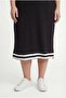 Women's Plus Size Dot Stone Printed Striped Sho Fabric Wide Fit Black Dress - 5