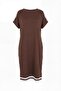 Women's Plus Size Dot Stone Printed Striped Sho Fabric Wide Fit Brown Dress