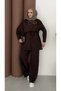 Buckle Detailed Women's Top and Bottom Mina Set Brown - 2