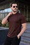 Men's Short Sleeve Summer Printed Coffee Color Slim Fit T-Shirt - 2