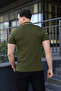 Men's Casual Striped Zippered Knitwear Khaki Polo Neck T-Shirt - 6