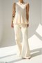 Women's Waist-Slit Flounce Sleeveless Knitwear Blouse - 3