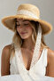 Women's Beige Lace-Tied Straw Hat |   Summer Trend Beach Model - 4
