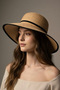 Women's Black Stripe Detailed Wide Brim Straw Beach Hat |   Wide Brim Sun Protection Fedora - 2