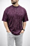 Men's Premium T-Shirt Osy Soft Textured Washable Oversize T-Shirt - Burgundy
