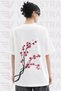Unisex Sakura Flower Printed Special Design Oversize Comfortable Daily Use Combed Cotton T-Shirt - 3