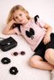 Girl's Short-Sleeved Comfortable Top and Bottom Set with Stone Detail and Ribbon Pockets - 4